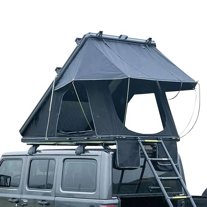 JETOUR T2 Camping Triangle Car Rooftop Tent Hard Clamshell Black Gray Aluminum 4 Person Four-seasonOutdoor Camping Tent MegaBDM