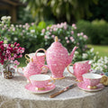 European Luxury Eco-Friendly Bone China Tea Sets High-grade Gemstone Blue Pink 15-Piece Ceramic Coffee Cup Set