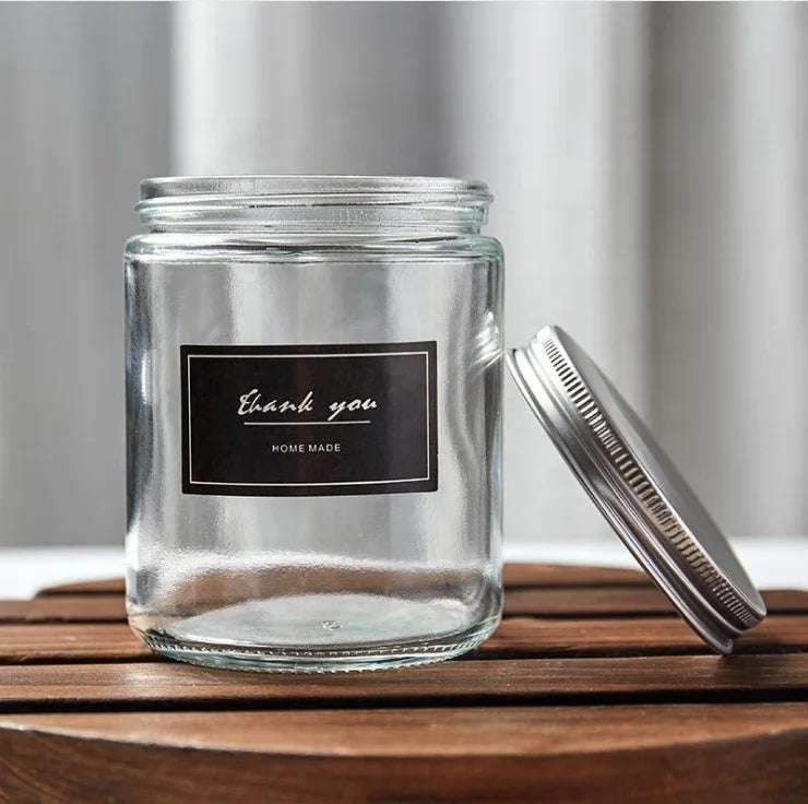Empty Wholesale 250ml 8oz Diy clear Transparent Glass Candle Vessels Jar Container With Twist Lid