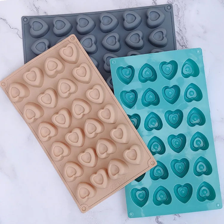 Early Riser 24 Cavity Heart Silicone Cakes Mold Baking Cake Pan Cake Tools Mouldings for Mousse Pudding Chocolate Baking Tool