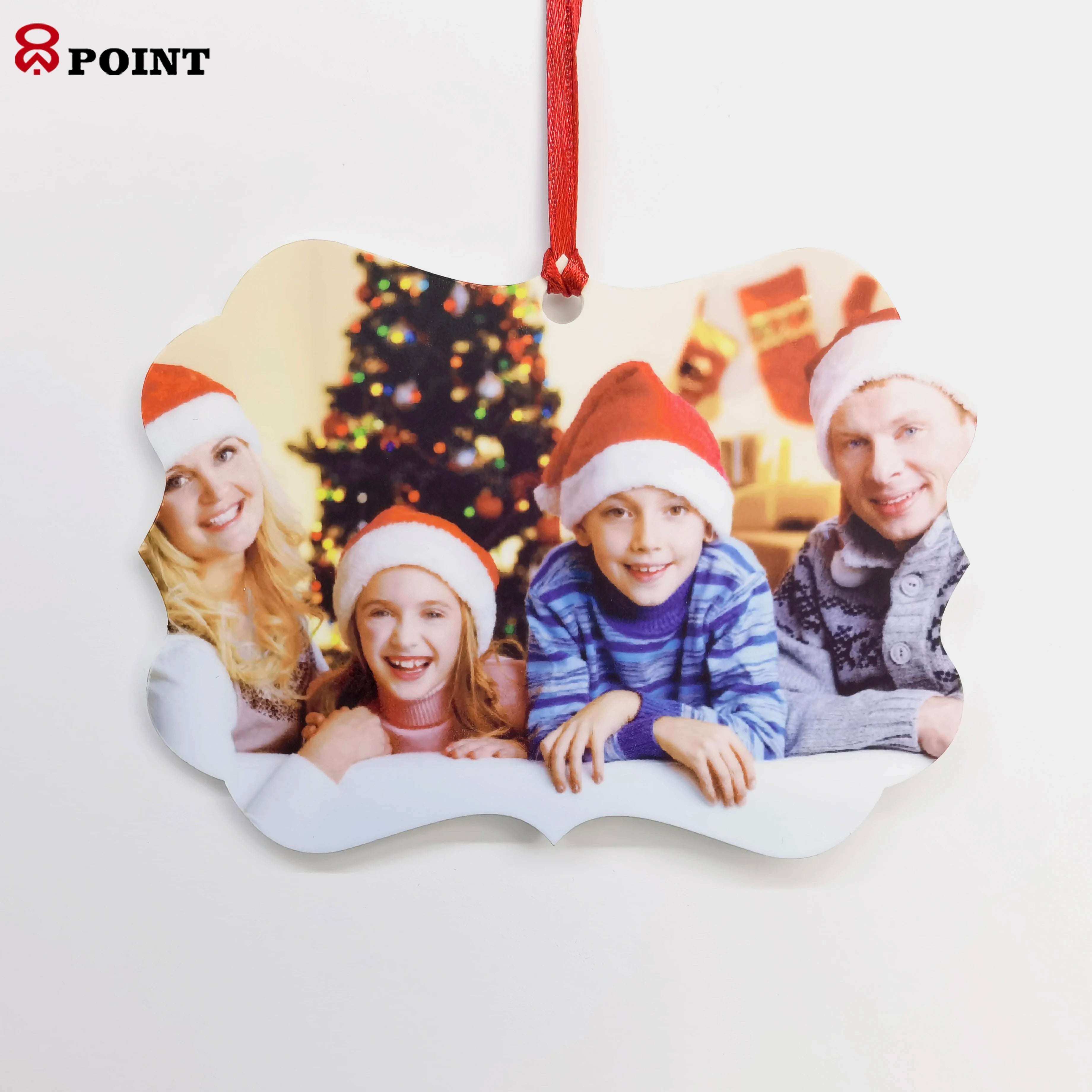 FRP Customized Double Sided Printable Sublimation Plastic Hard Plastic Blank Christmas Hanging Ornaments