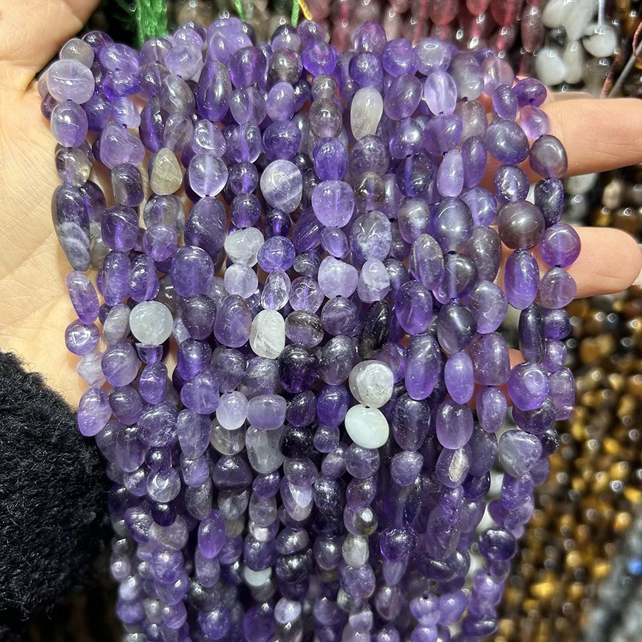 6*8mm DIY Irregular Shape Smooth Raw Beads Natural Crystal Gravels Loose Gemstone Tumble Chips Stones Beads for Jewelry Making