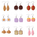 Omelette Biscuit Bread Fashion Earrings Trend 2025 Mini 3D Simulation Snacks Ear Hook Acrylic Earings Jewelry Women