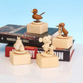 Wooden Music Box Hand Rotating Music Box Mini Cute Pet Animals and Children Valentine's Day Gift Crafts