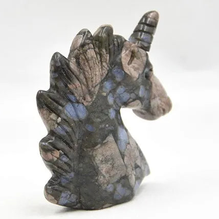 Huiying 50*20*50mm Wholesale Price Hand Carved Natural Gemstone Blue Labradourite Unicorn