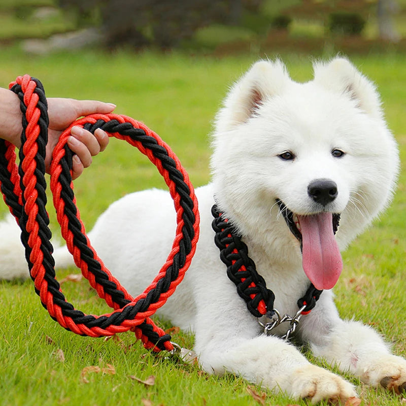 Handmade 8-Strand Braided Nylon Dog Leash Chew Proof Heavy Duty Lead for Golden Retrievers Large Breed Dogs