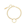 Fashion Ins Jewelry Double Bangle Circle Pendant Stainless Steel Gold Plated Bracelets for Couple