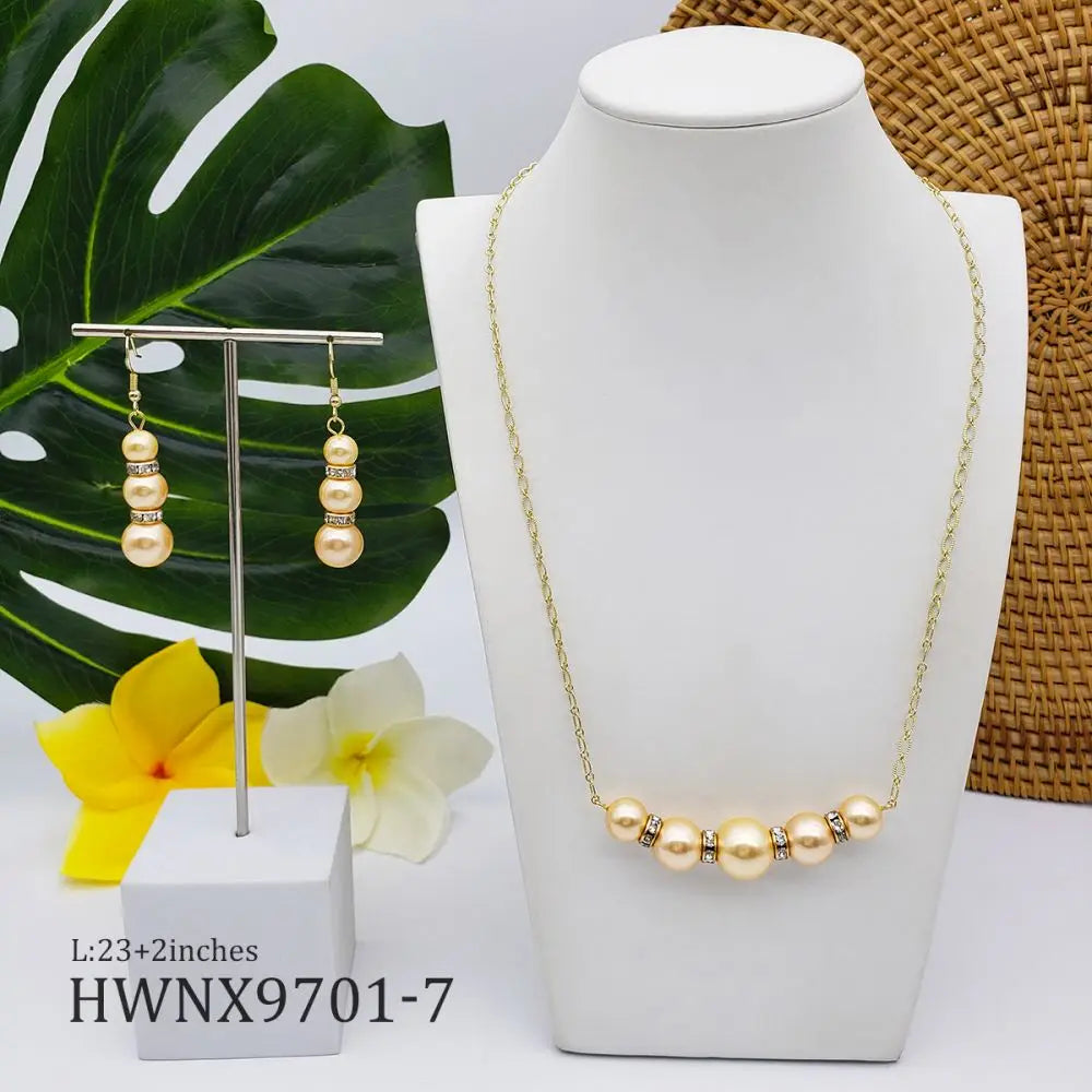2022 New Arrival Hawaii Gold Plated Pearls Necklace Set Jewelry Necklaces for Women