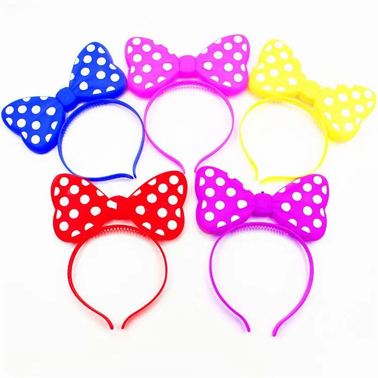 Light up Bow Headband Glow Party Hair Band LED Flashing Blinking Hair Bows Hair Band Fancy Plastic Headband Party Decoration