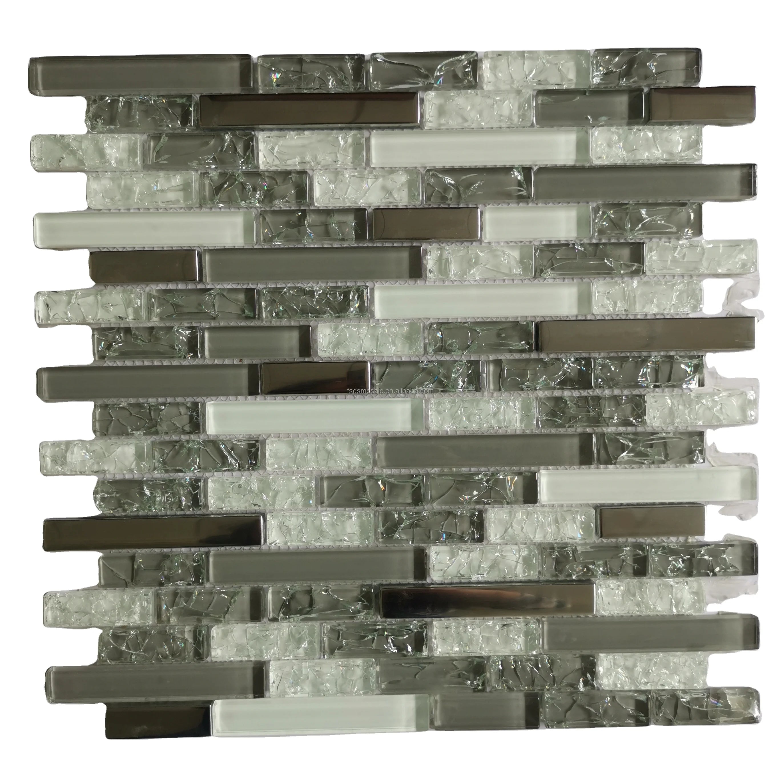 New Design Rectangle White Glass Mosaic for Bathroom Shower Walls China Good Quality Insulated Glass Crystal Diamond Strip Tiles