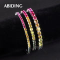 Abiding Wholesale Jewelry 925 Sterling Silver Hiphop Multi Colored Sapphire Tennis Chain Rainbow Lab Gemstone Tennis Bracelet