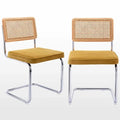 Modern Velvet Recliner Dining Chair with Iron Frame Rattan Wicker Backrest-Stackable Home Furniture for Dining/Living Rooms