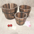 Home Decoration Retro Small Wooden Pot Solid Anticorrosive Carbonized Wood Succulent Flower Bucket