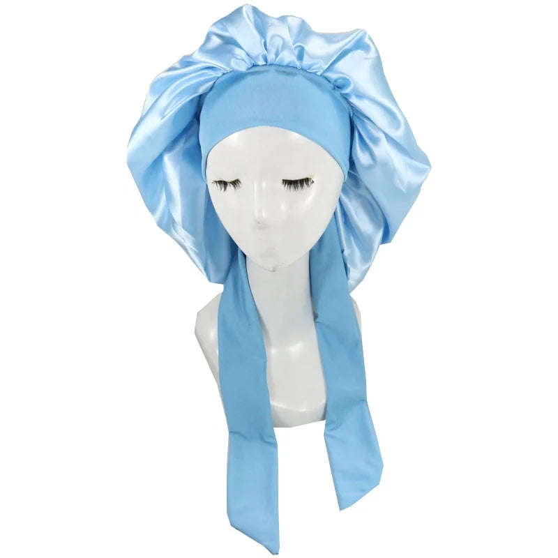 Custom Satin Head Bonnets Wholesale With Tie Hair Wraps Satin Hair Bonnet
