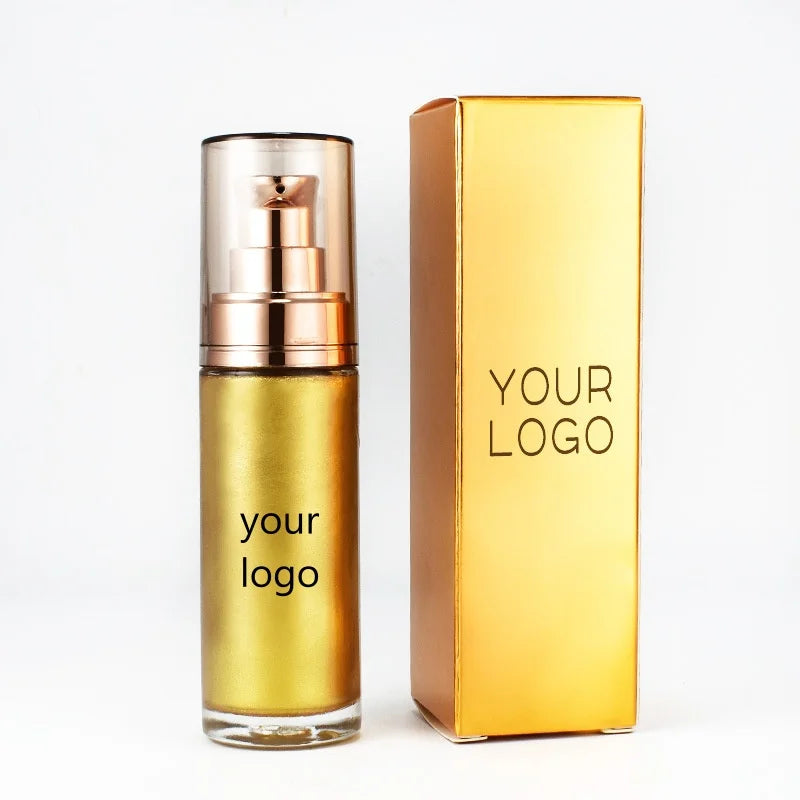 Private Label Vegan Golden Face Body Glow Shimmering Oil Bronzer Highlight Glitter Body Shimmer