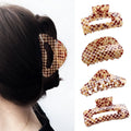 Geometric  Check Square Cross Round Two Pattern Plaid Zebra Hair Clip Checker Striped Brown and Yellow Checkered Hair Claw