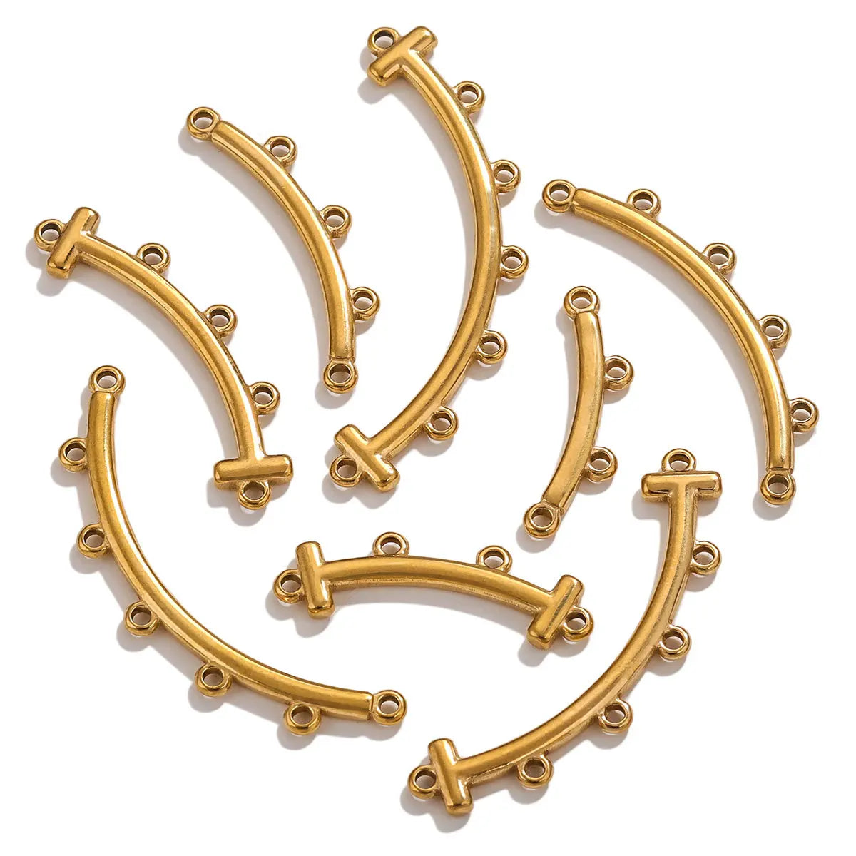 DIY Stainless Steel Pave Charm Loops with Curved Bar Rings Connector for Permanent Bracelet Jewelry Making Pendant Accessories