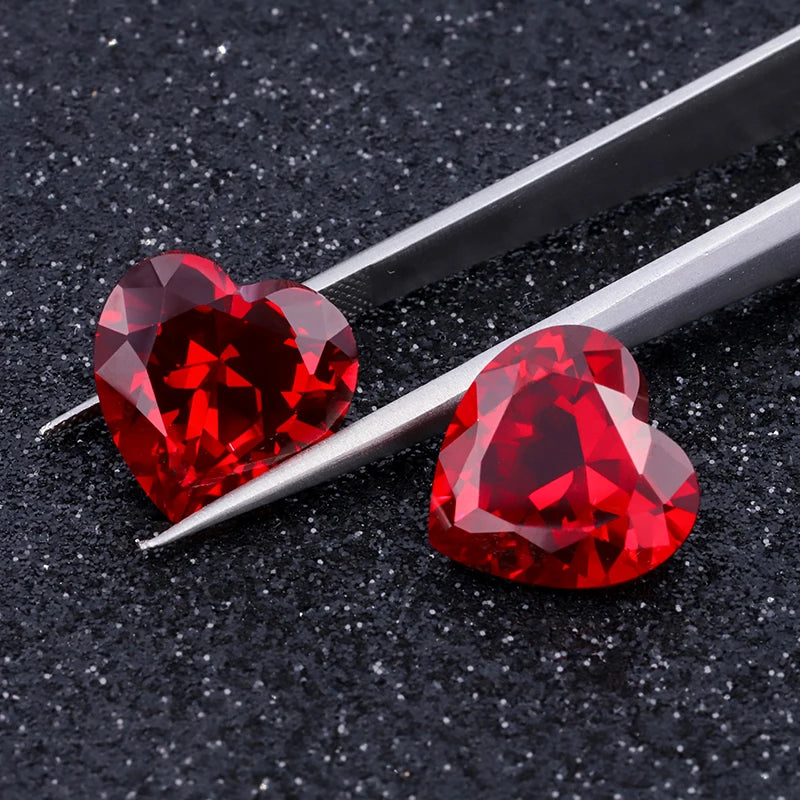 Starsgem Wholesale Lab Created Loose Stone Heart Shape Blood Red Lab Grown Ruby