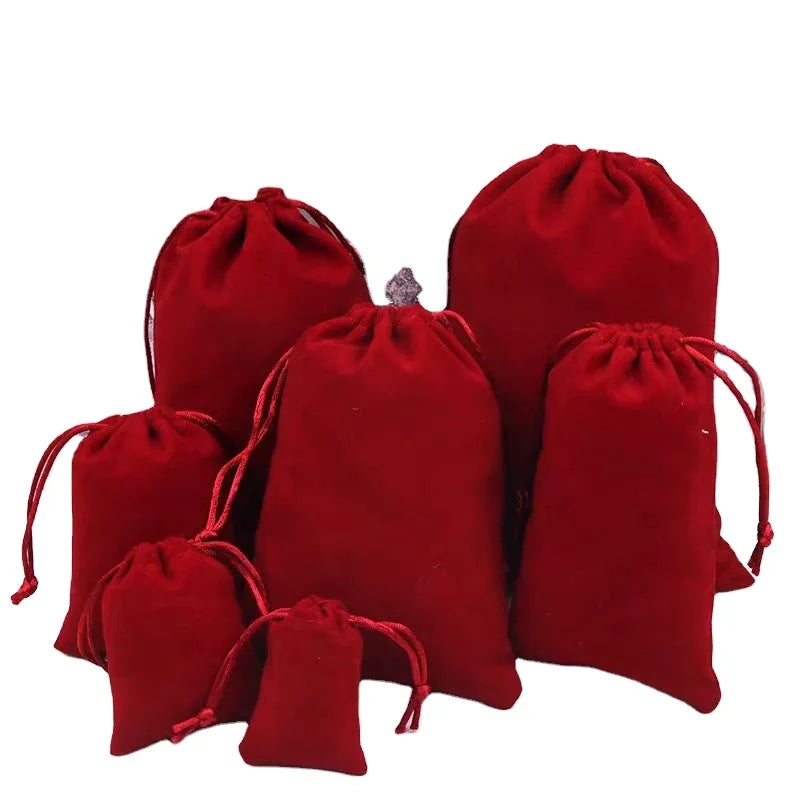 Recycled  Velvet Drawstring Bag With Silk Printing logo for Mobile Phone Jewelry  Wholesale Various Colors