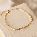 Minimalist Personalized 18k Gold Plated 925 Sterling Silver Paperclip Chain Custom Mini Name bar Bracelet Wholesale