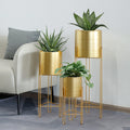Golden Artificial Flower Pot Indoor Balcony Plant Flower Pot Floor Flower Stands Planter for Home Decor