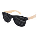 Yiwu Wholesale Customized logo Sunglasses with Holes PC+bamboo OEM Pinhole Pin Hole Lens Glasses Sunglasses