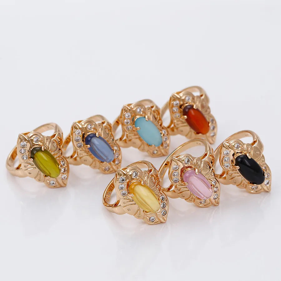 14674 xuping Jewelry Wholesale Cheap Simple Exquisite Zircon Color Fashion Charm 18k Gold Plated Couple Rings