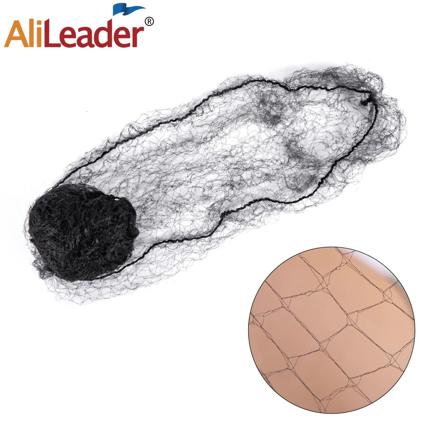 AliLeader Multi Color Black Invisible Hair Nets Nylon Knitted Mesh Hair Nets Decorative Hair Nets for Wig Packaging