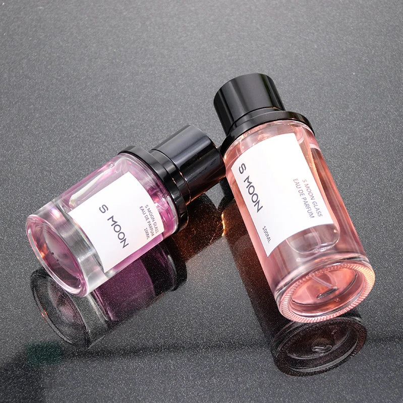 2024 New Design 30ml 50ml 100ml Crimp Perfume Bottle Round Perfume Glass Bottle With Black Cap