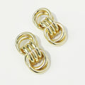 New Design Statement Big Metal Dangle Earrings Gold Plated Double Twisted Alloy Drop Earrings for Women Fashion Punk Accessories