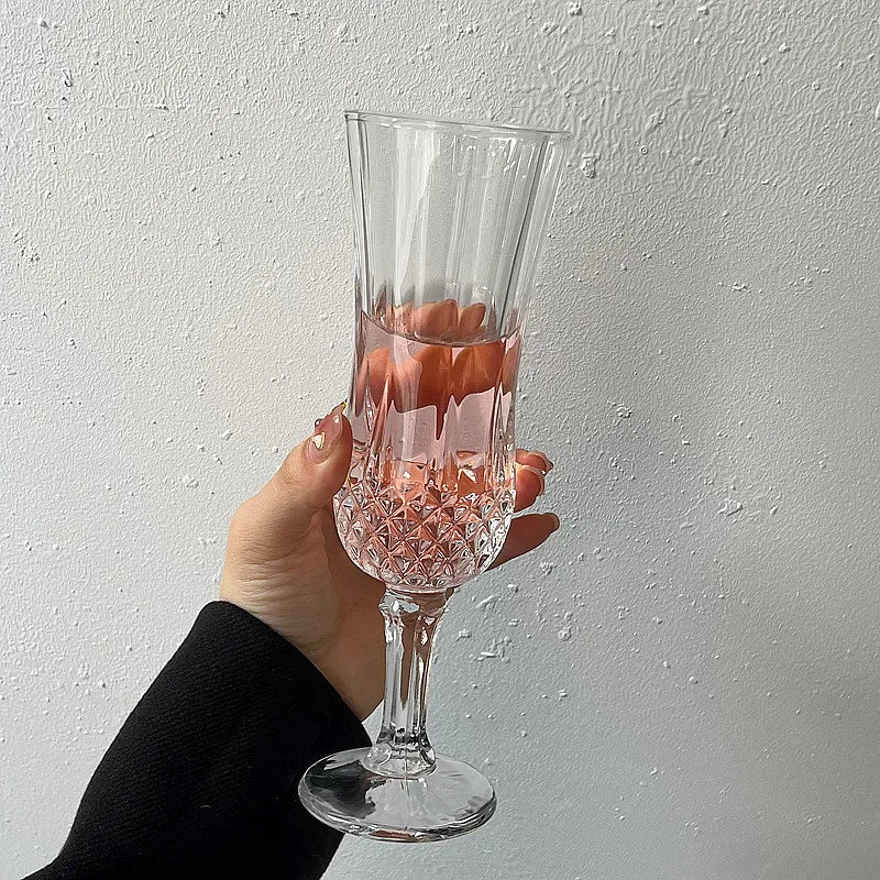 High Aesthetic Crystal Glass Tall Cocktail Cup Elegant for Champagne Glass Gobelet En Verre Reusable Red Wine Flute High Shape