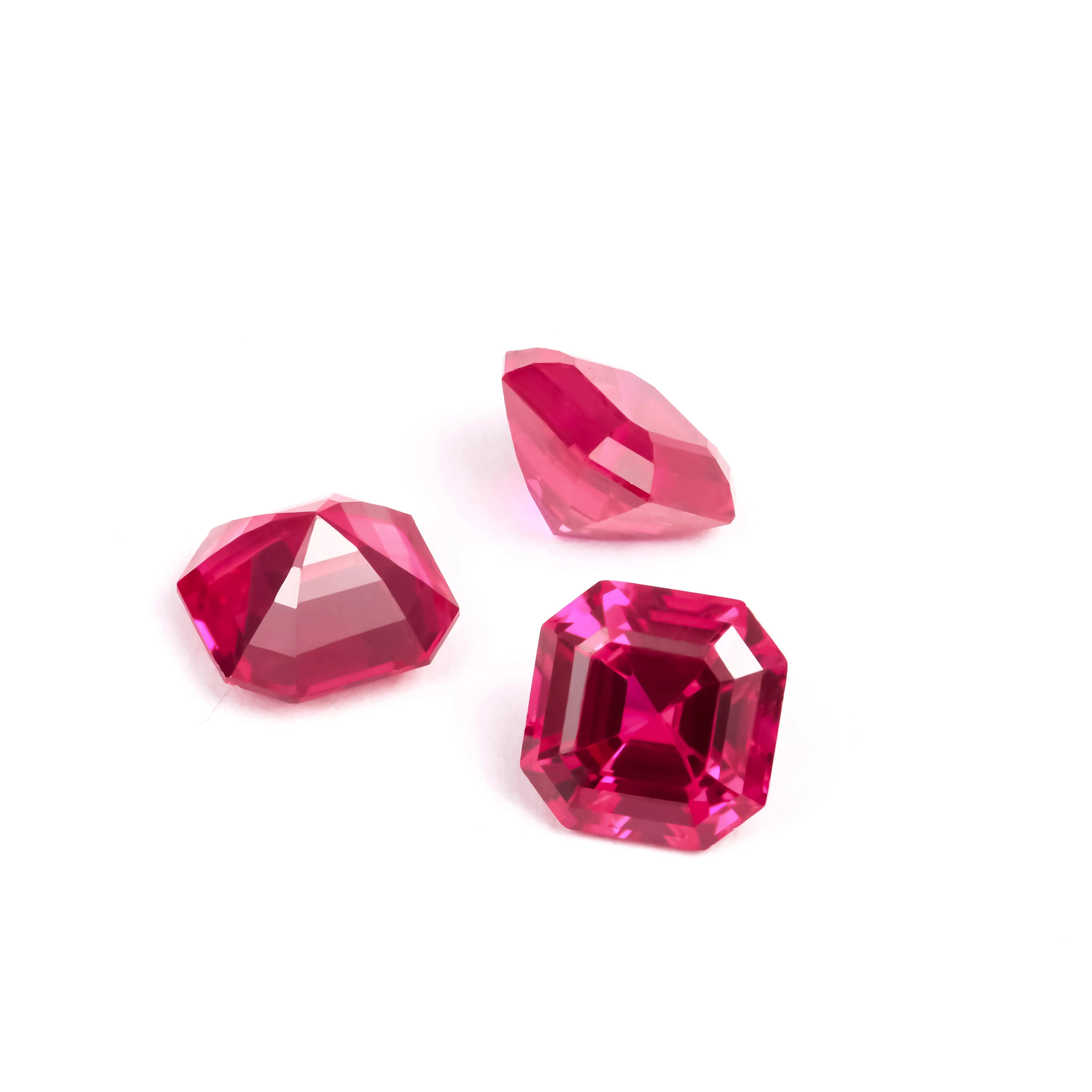 Wholesale Own Natural Red Color VVS Hight Quality Asscher Cut Ruby rare Merchants Have Unique Lab Grown Gemstone