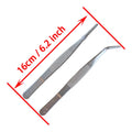 16cm 6.3 Inch Stainless Steel Tweezers Insect with Curved Pointed Serrated Tip Daily Garden Tool Serrated Interior Tweezers