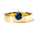 Large 925 Sterling Silver & 18K Gold Plated Engagement Jewelry Medium Round Brilliant Cut Sapphire Monolith Rings for Parties