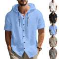 RNSHANGER Summer Men's Short Sleeved Shirts Fashion Solid Color Hooded Beach Size S-3XL Shirt Street Breathable Male Shirts