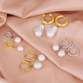 Natural Freshwater Pearl Earrings 18K Gold Plated Fesh Water Pearl Dangle Earrings Jewelry Baroque Pearl Hoop Earrings for Women