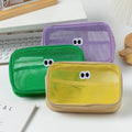 Custom Logo Cute Embroidery Big Eyes Travel Mesh Cosmetic Bag Cartoon Beauty Case Accessories Storage Pouch Bag
