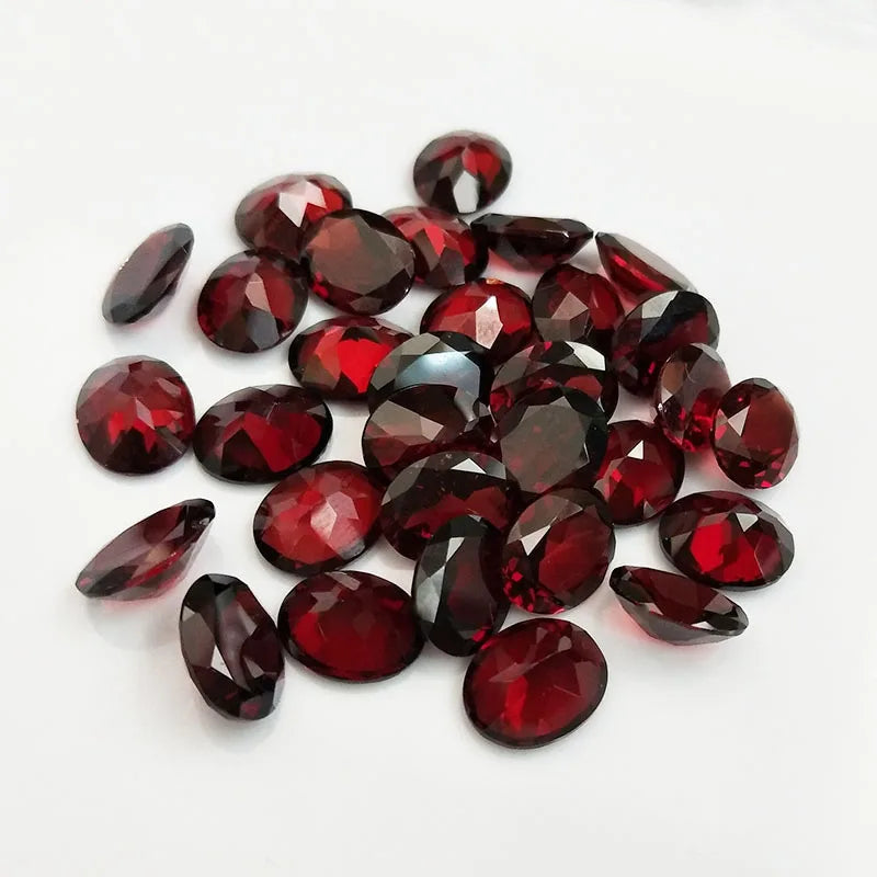 Wholesale Natural Garnet Oval 6*8mm Rough Stone Ring Necklace Jewelry Inlaid Gemstone Hot Sale