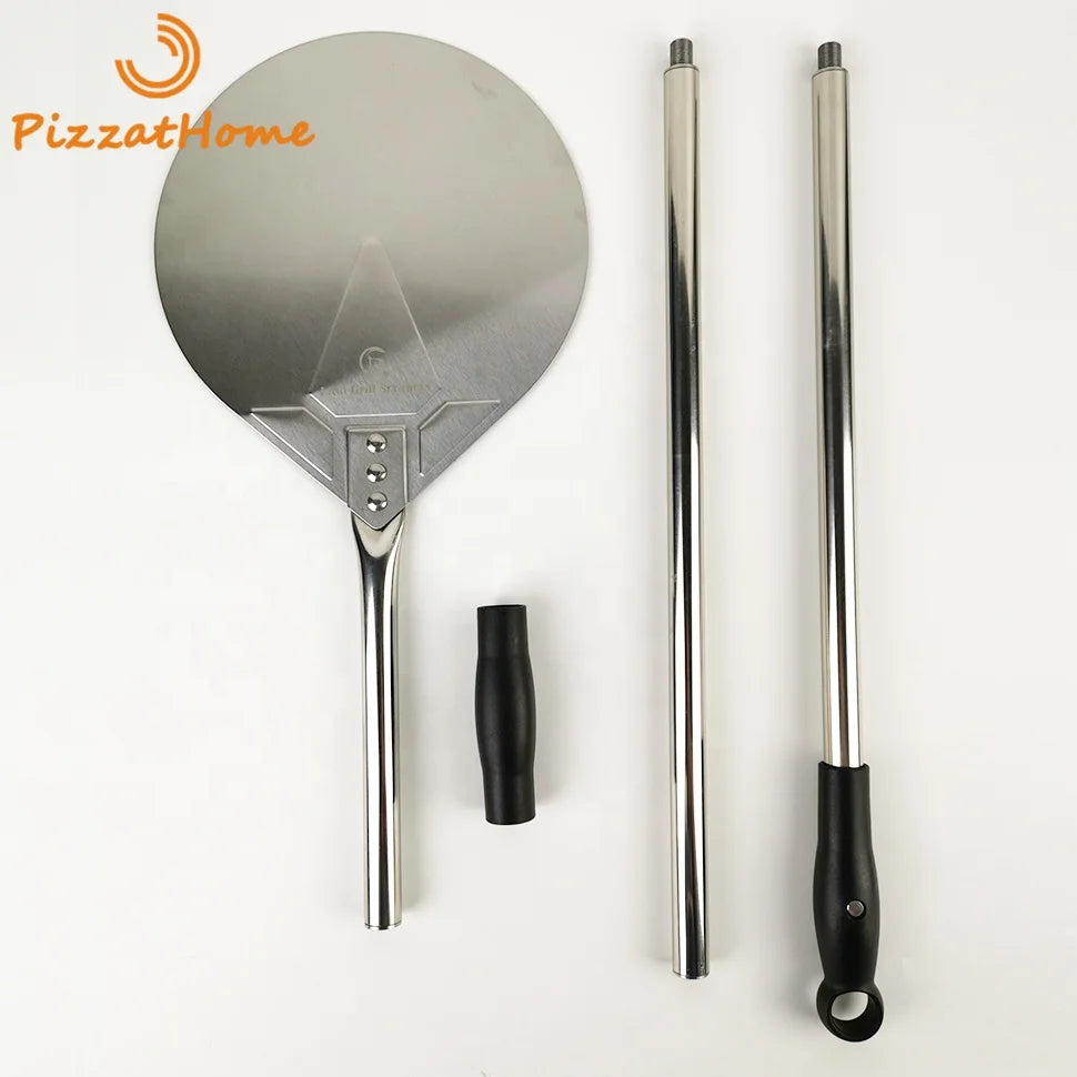 47 Inch Removable Turning Peel Round Pizza Turning Shovel Stainless Steel Turning Pizza Peel Paddle Long Pizza Tool