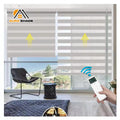 Exterior Double Layer Zebra Vertical Blinds Breathable Electric Motorized Plain Polyester Shades