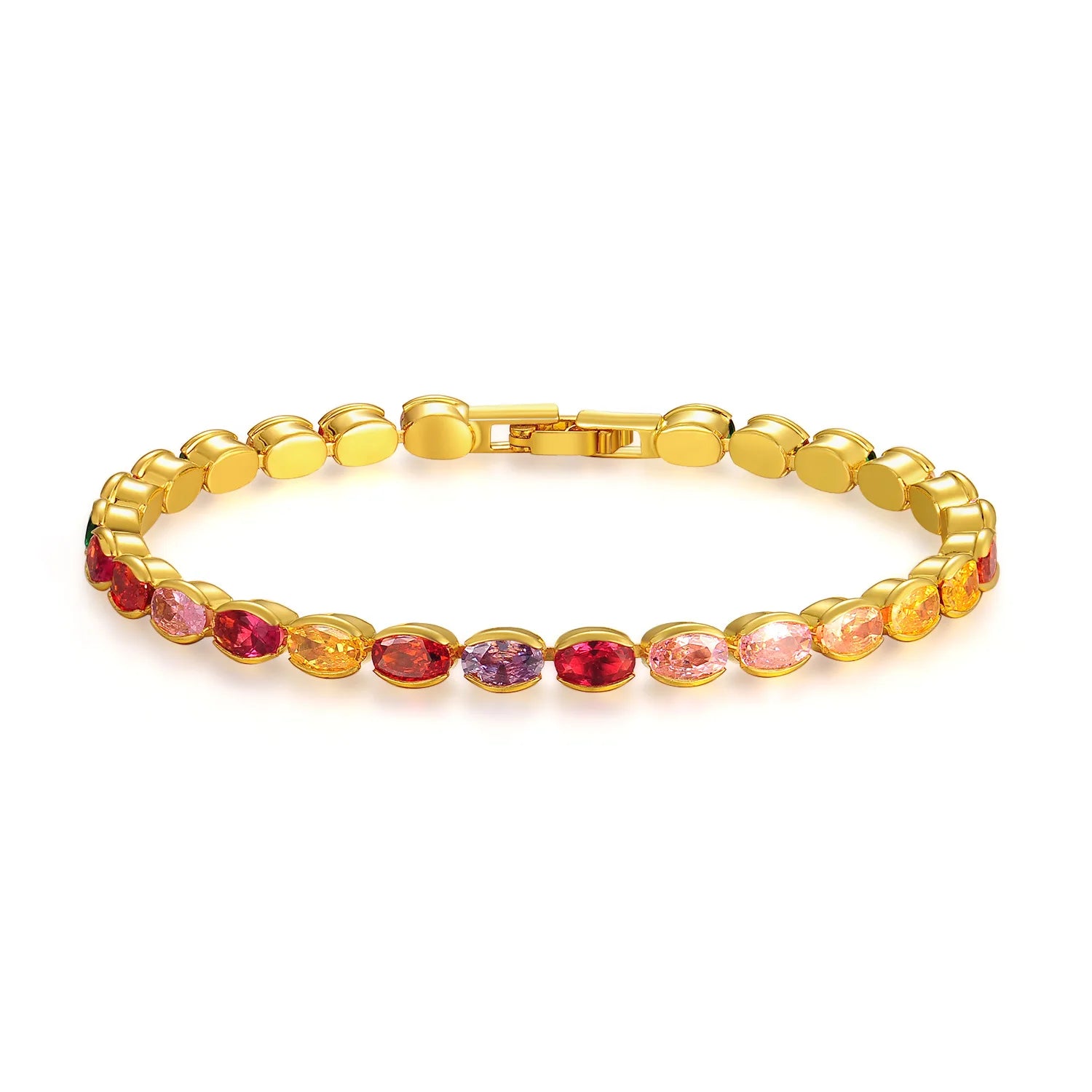 Geometric Oval Zircon Claw Chain Fashion Cuff Bracelet Stylish Jewelry Accessory