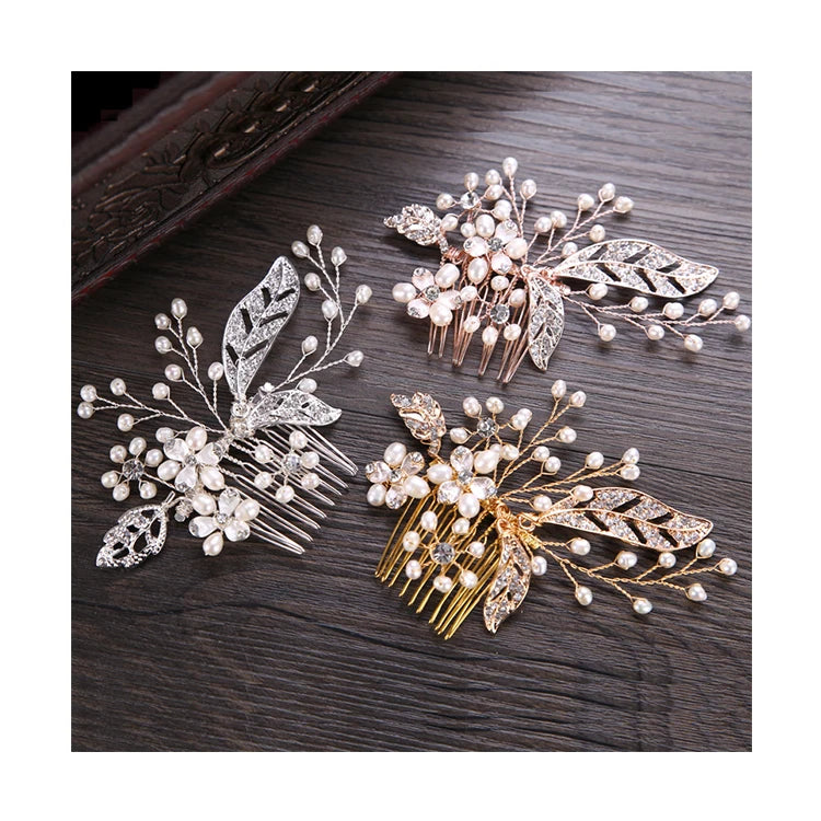 Newest Handmade Alloy Flower Headdress Earring Set Wedding Prom Fancy Bridal Accessories Hair Combs