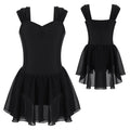 Performance Wear Kids Girls Clothing Sleeveless Ruched V Neckline Solid Color Dance Leotards Dress