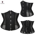 Solid Black Women's Waist Trainer Tank Top Plus Size XXXXXXL Breathable Underbust Corset Girdle with Hollow Out Decoration
