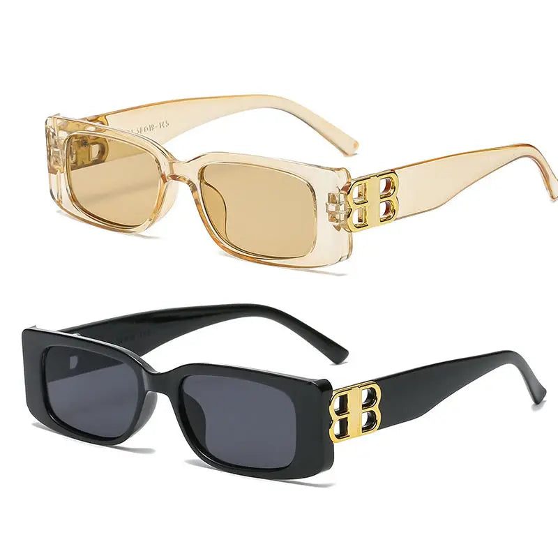 Luxury Brand Designer Fashion Small Square Sunglasses Retro Champagne Ladies UV400 Protection PC Lenses White Green Personality