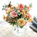 Tea Rose Handle Bouquet Artificial Flowers With Stems for Wedding Home Party Shop Decor