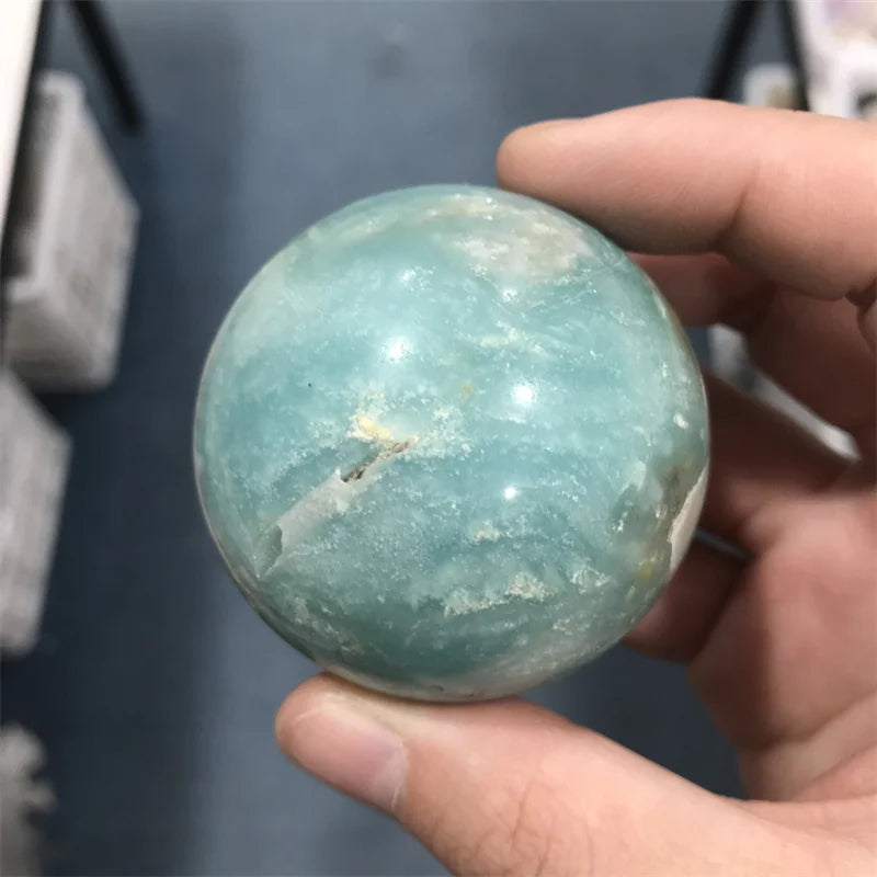 Natural Blue Amazonite Sphere Crystal Ball Indigo Crystal Ball for Home Decoration Healing Set Reiki