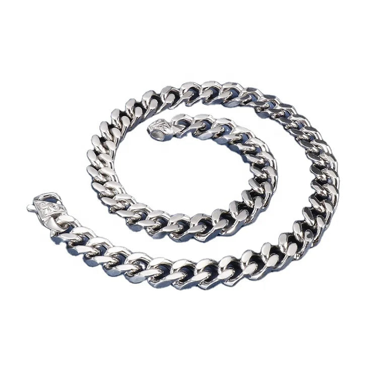 Fashion Hip Hop  Moissanite Miami Cuban Link Chain Gold Dama Hombre Acero Cadenas Cubanas De Oro
