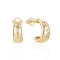 Fashion Jewelry 925 Sterling Silver Earrings C Shape Star Diamond Zircon 18K Gold Plated Stud Earrings for Women
