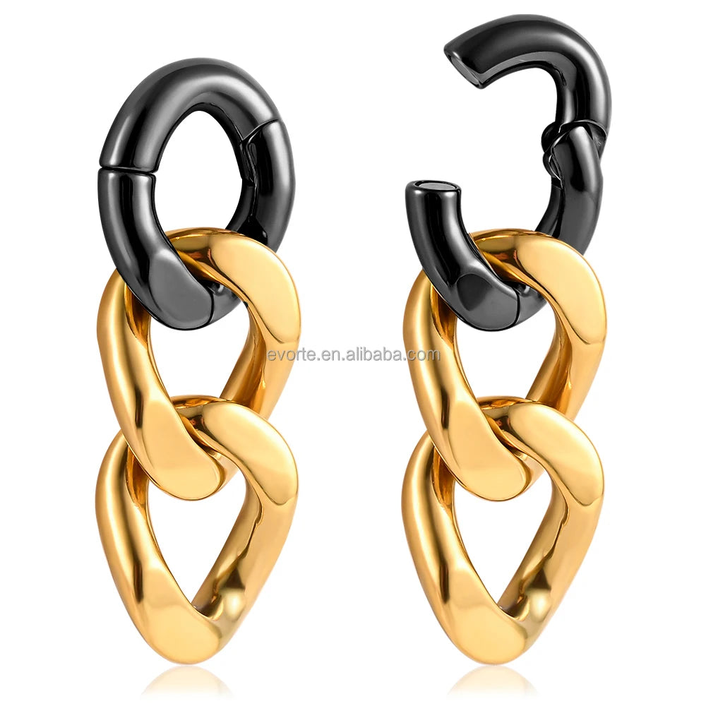 Evorte 2G Tri  Stainless Steel Classic Ear Plug Tunnel Hanger Ear Weights Gauges Expander Fashion Chunky Piercing Jewelry Women